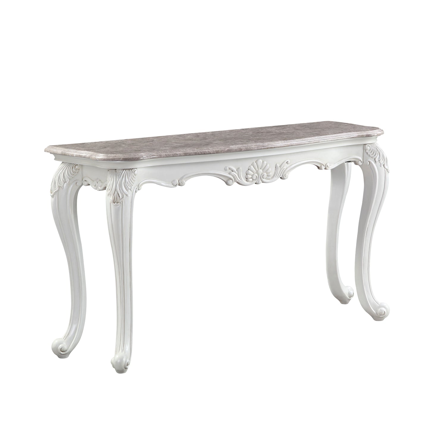 Ciddrenar Sofa Table, Marble Top  White Finish
