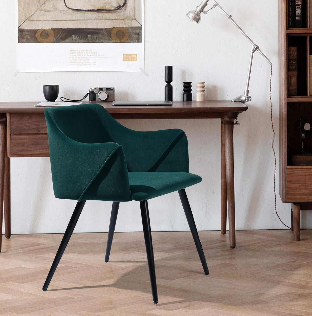 Velvet Arm Scandinavian Style Chair (Set of 2)