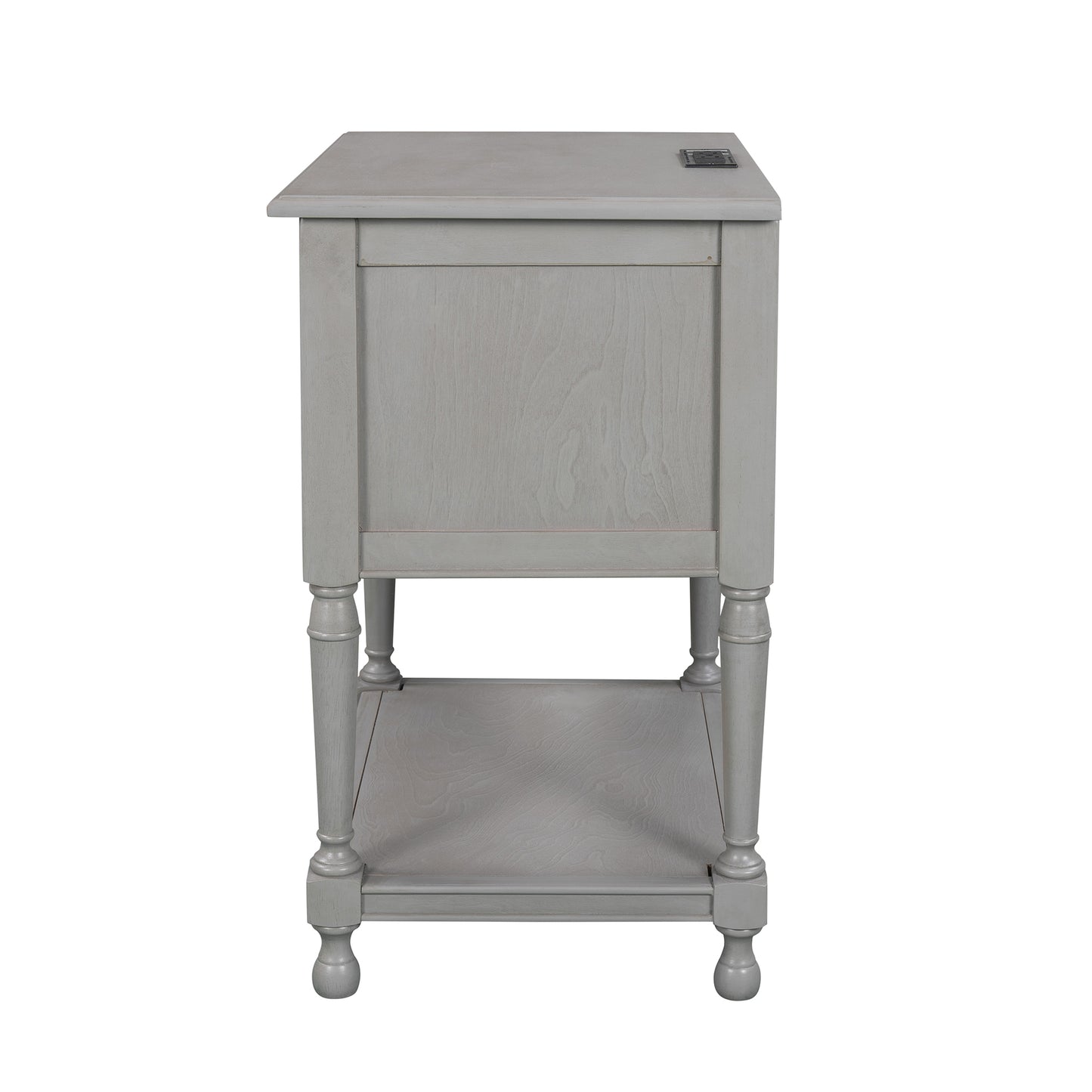 Versatile Nightstand with Two Built-in Shelves Cabinet and an Open Storage, Gray