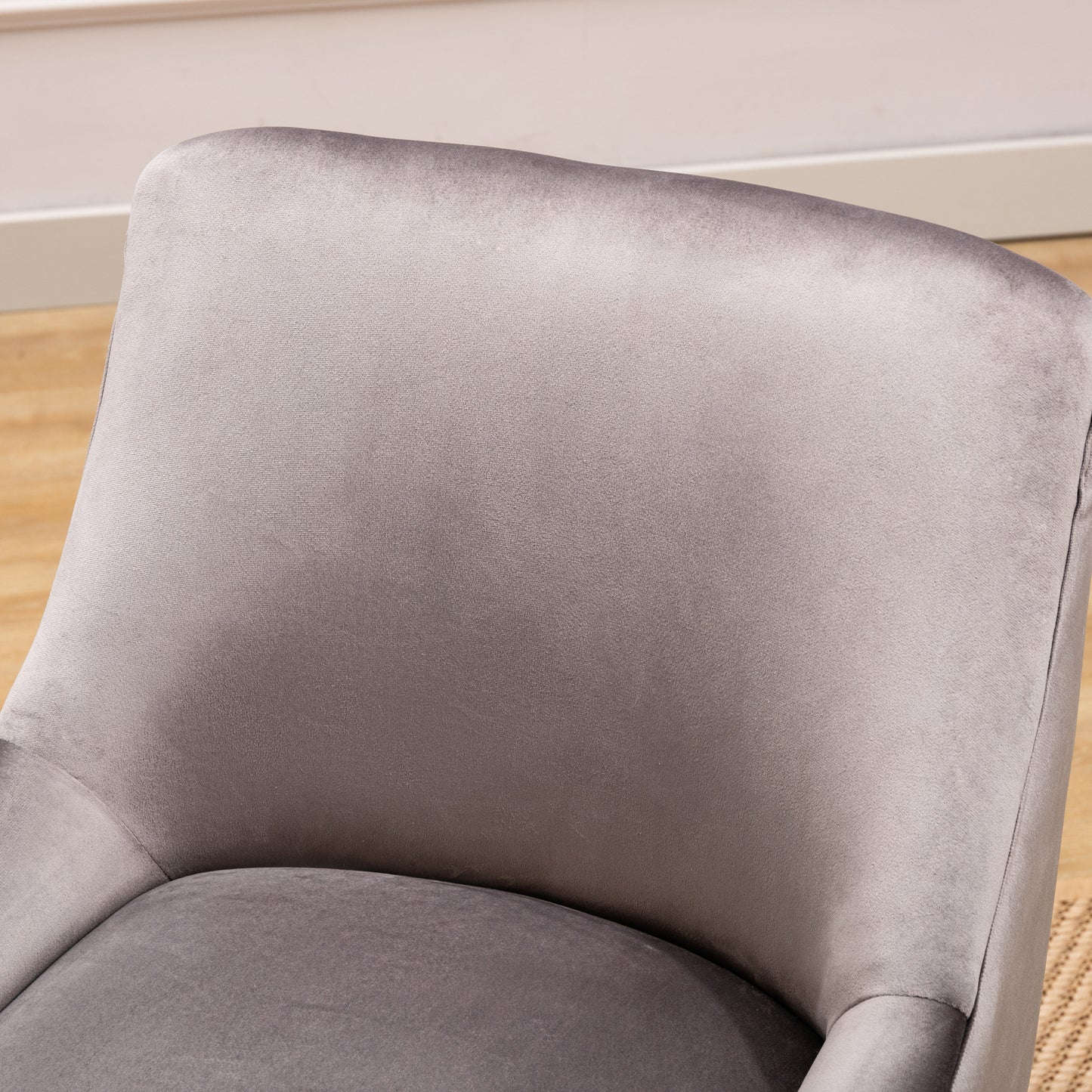 Modern Velvet Wide Accent Chair with Swoop Arm Metal Legs, Grey