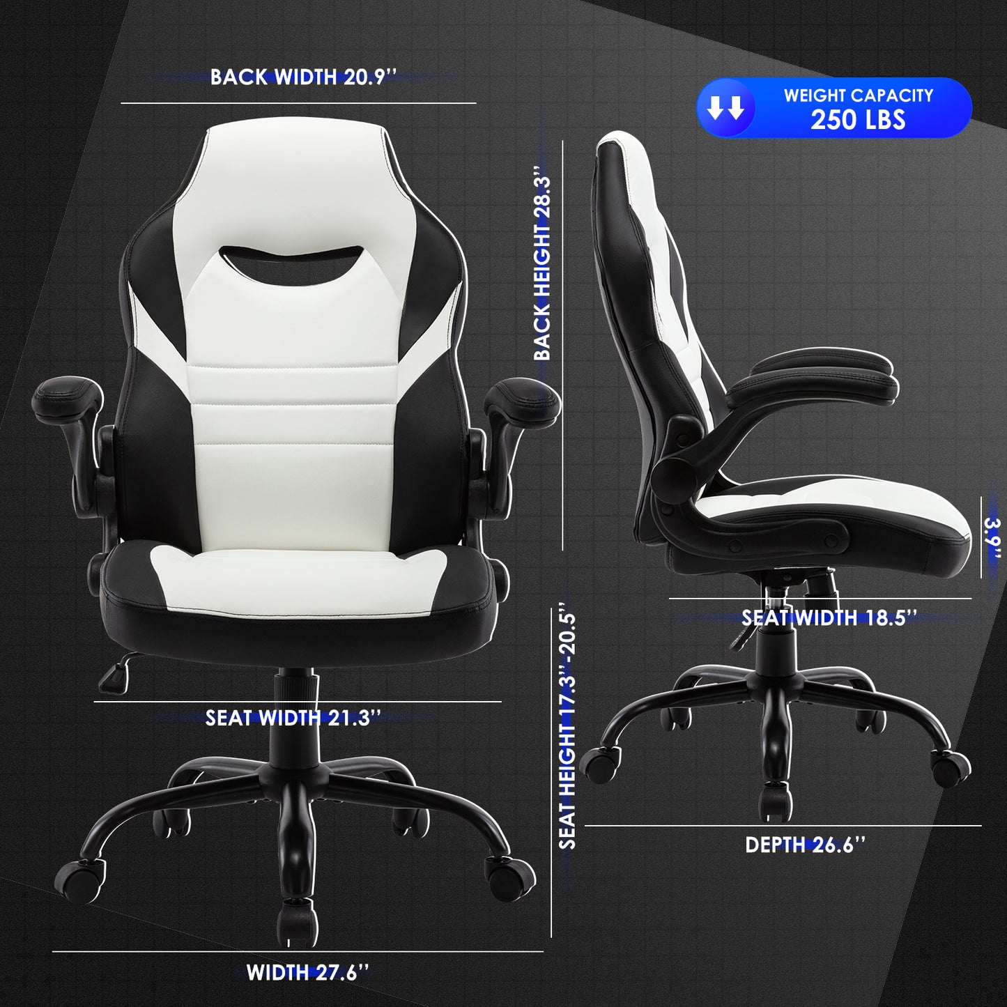 Ergonomic Adjustable Swivel Computer Racing Game Chair (Black)
