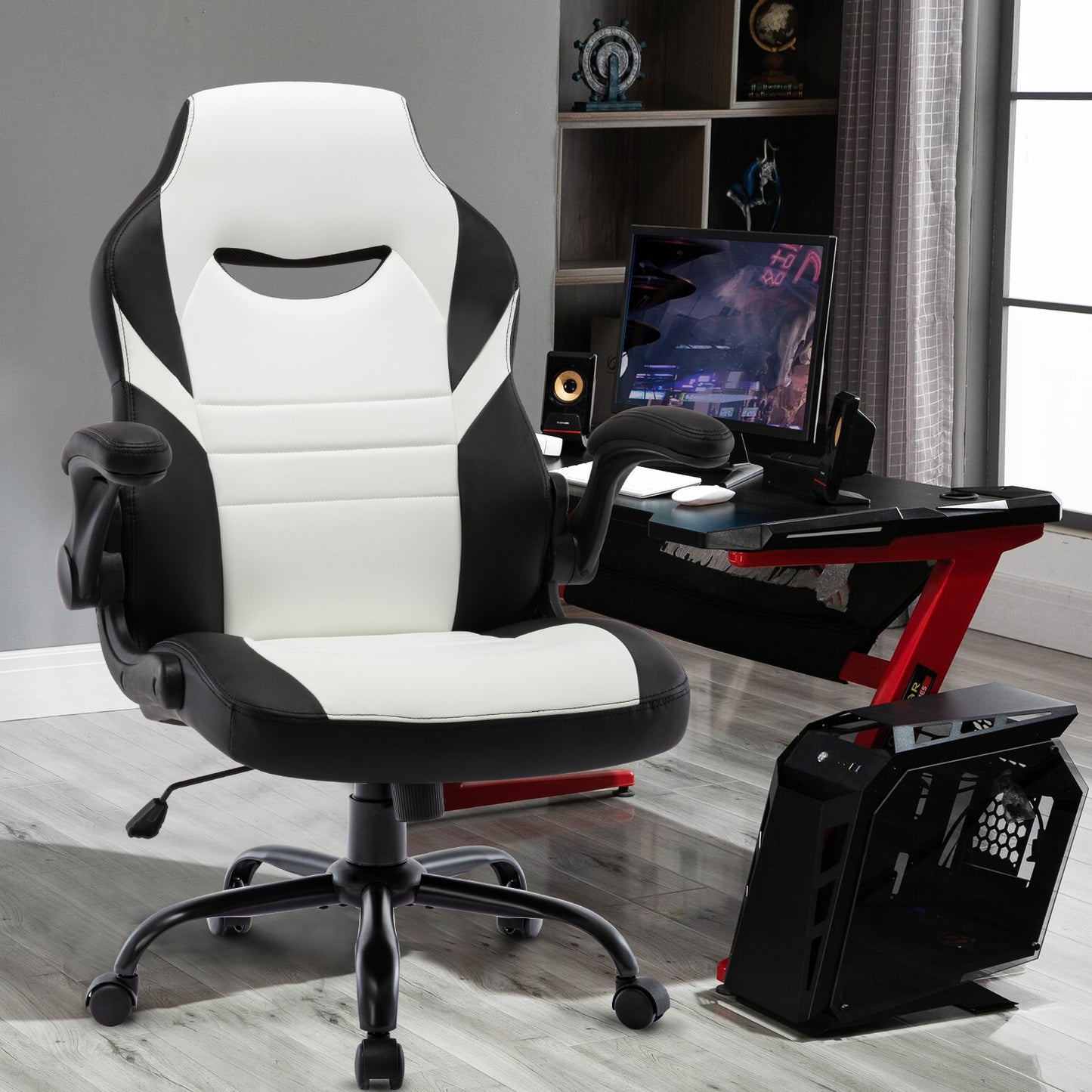 Ergonomic Adjustable Swivel Computer Racing Game Chair (Black)