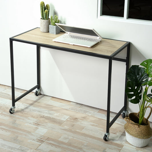 Wooden Top Console Table, with Lockable Wheels