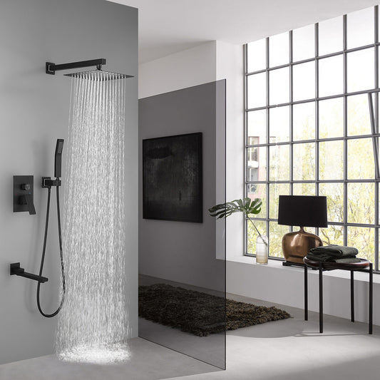 Square Bathroom Luxury Rain Mixer Shower Combo Set