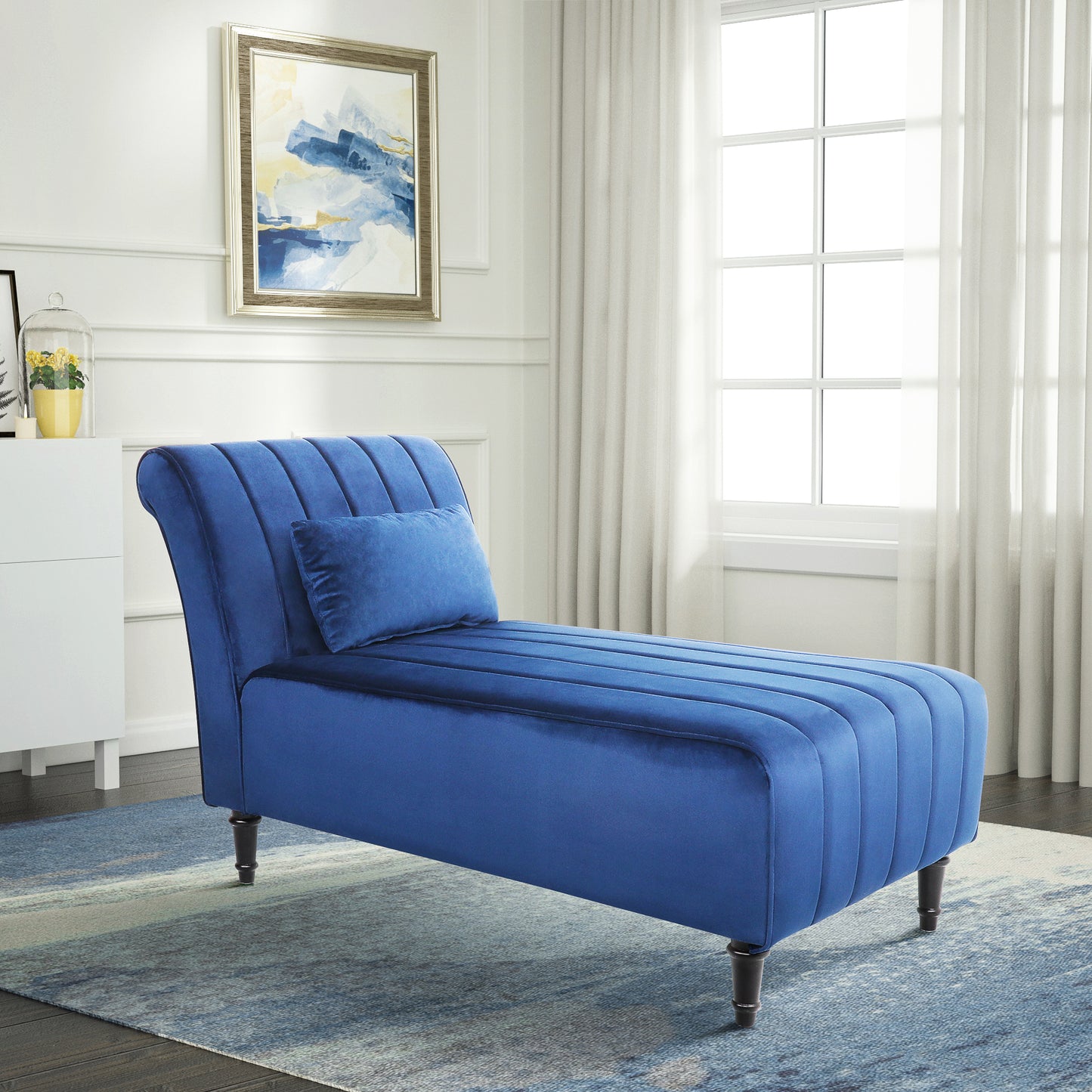 Chairone Armless Velvet Fabric Chaise Lounge