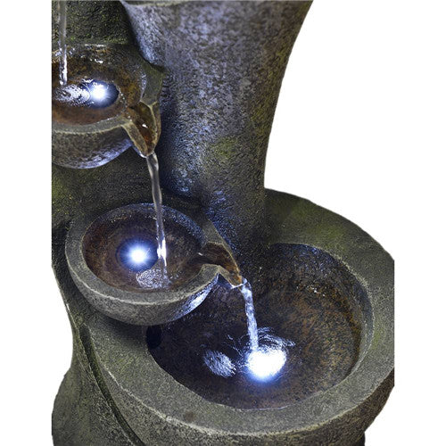 23.5inches Outdoor Water Fountain with LED Light  Outdoor Space or Indoor Decor