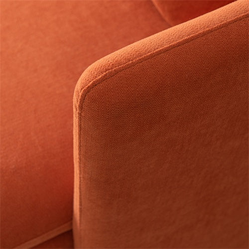 Modern Upholstered Loveseat Sofa,Orange Cotton Linen-63.8''