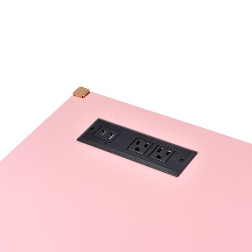 Writing Desk w/USB Port in Pink & Gold Finish