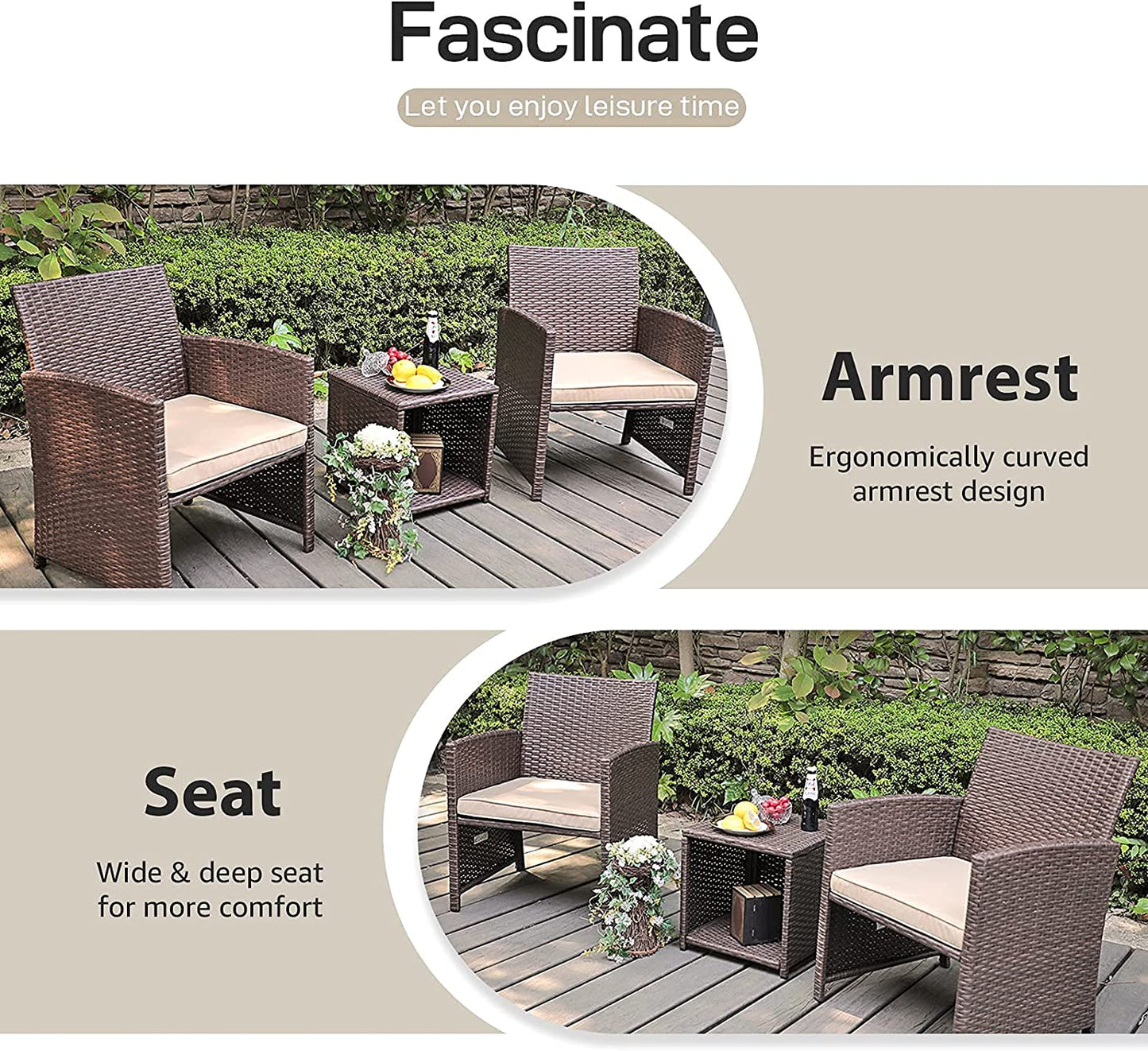 Casual 3 Piece Patio  Set with Coffee Table