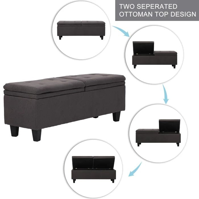 53'' Wide Tufted Rectangle Compartment Ottoman