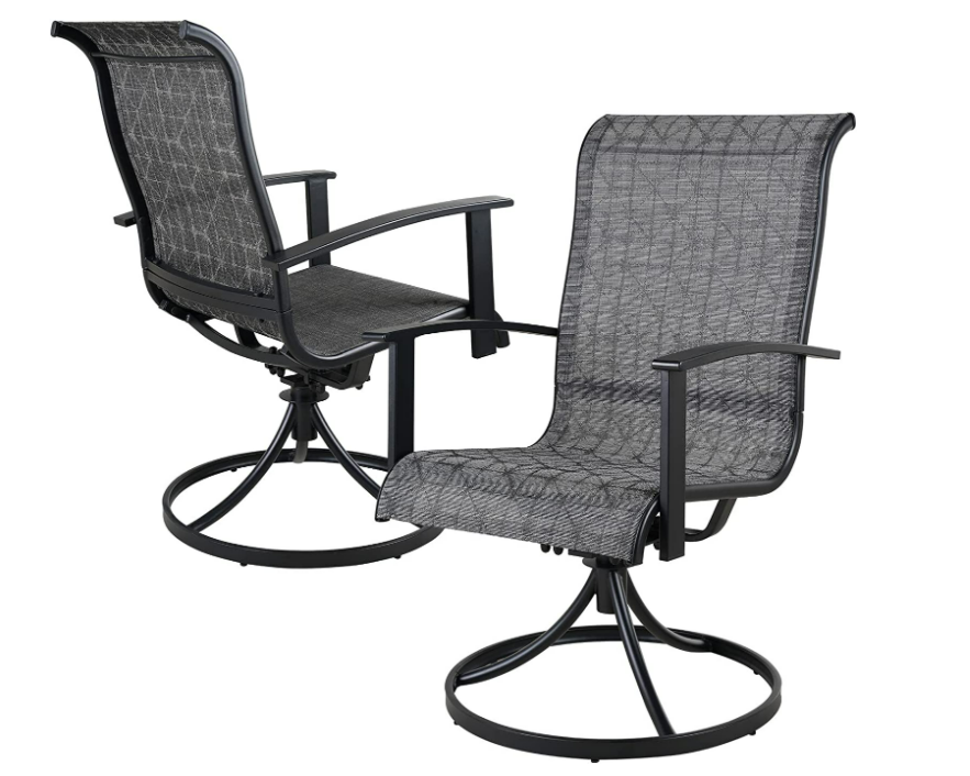All-iron Detachable Swivel Dining Chair, Coffee Grey, 2 PCS