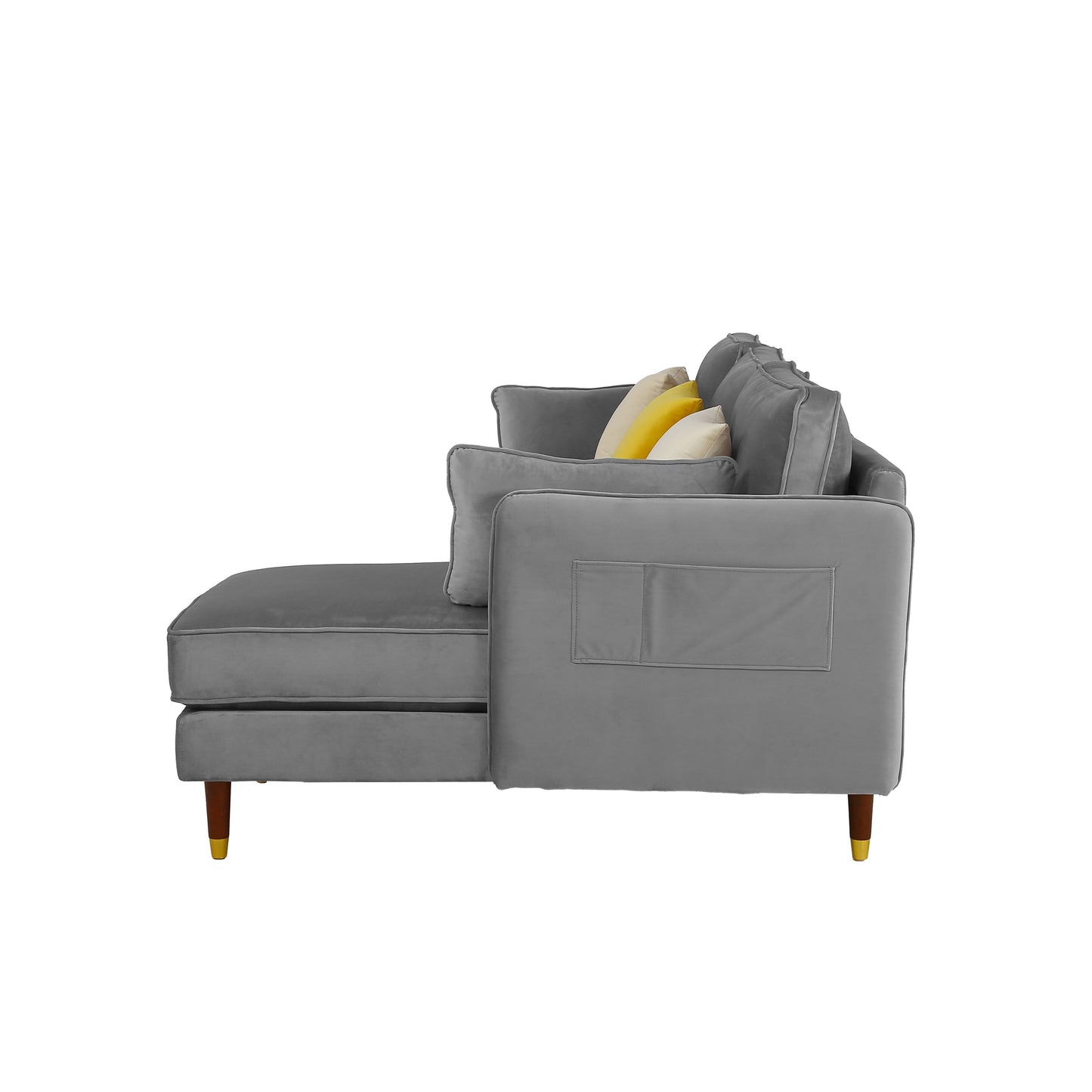 Reversible sectional sofa Light grey Soft Velvet fabric