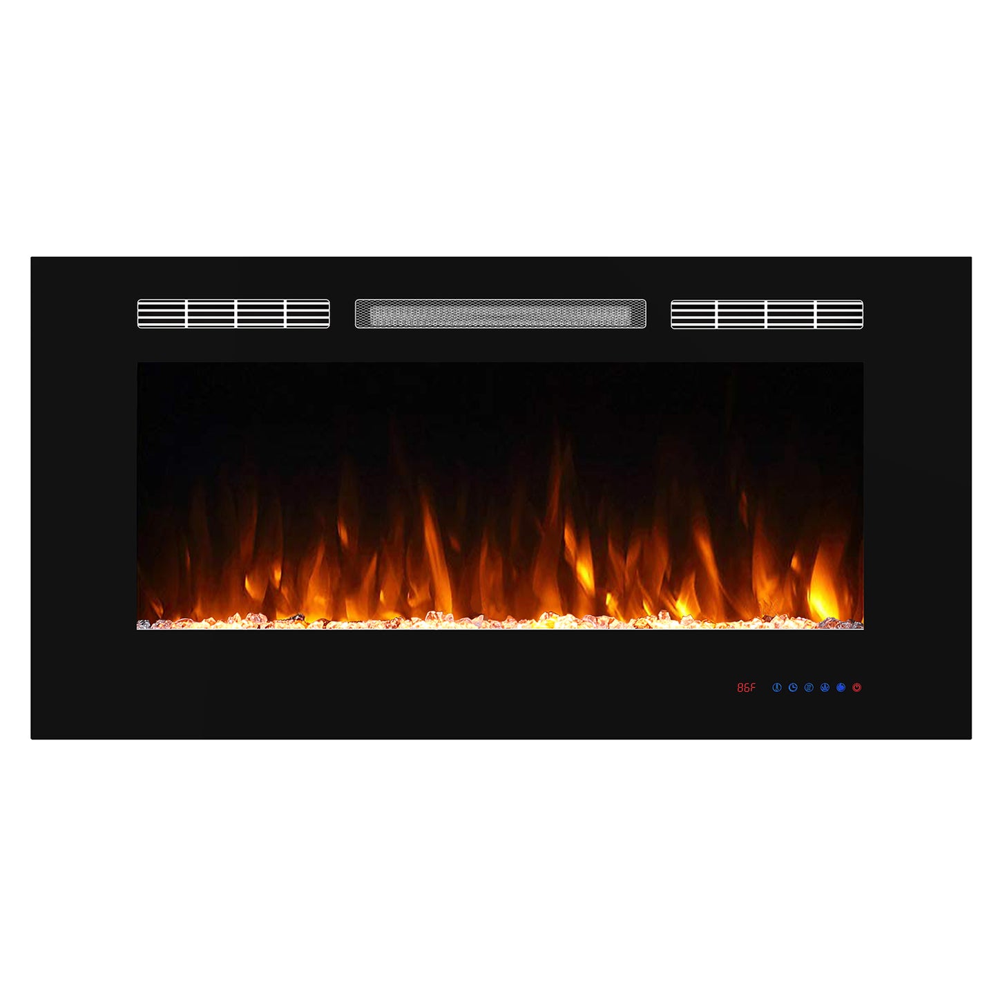 Recessed Electric Fireplace,750/1500W, Black