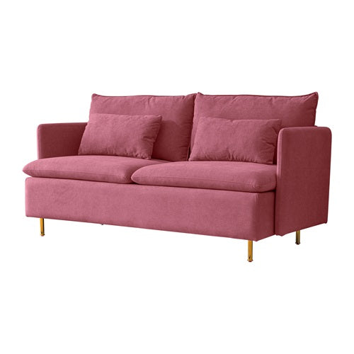 Modern Upholstered Loveseat Sofa,Pink Cotton Linen-63.8''