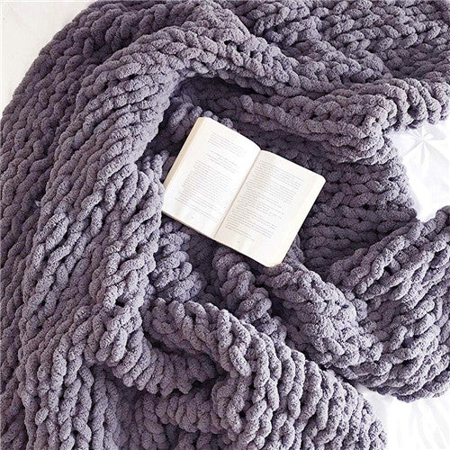 Chinille Knitting Yarn Soft Throw Blanket