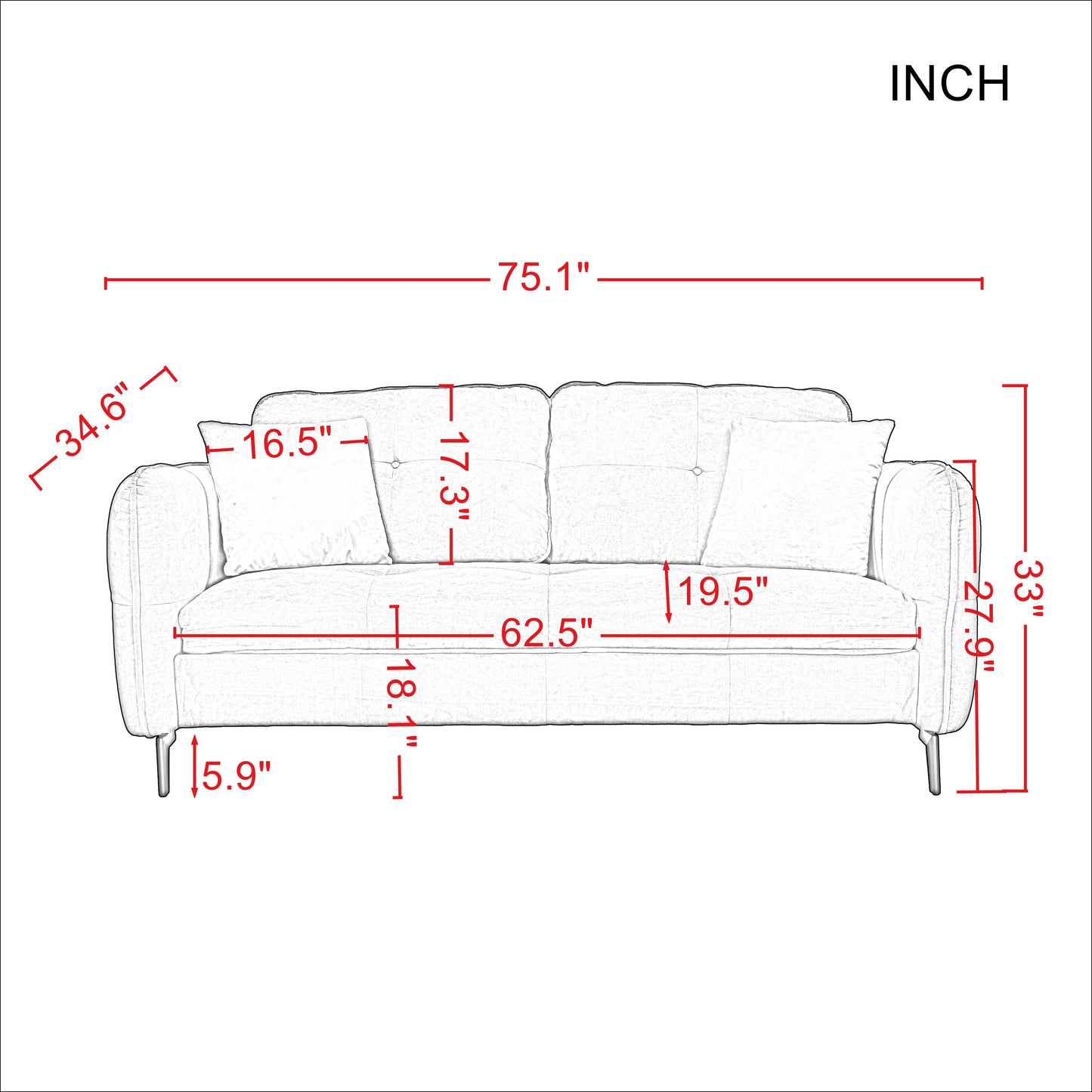 3-seater simple style  sofa