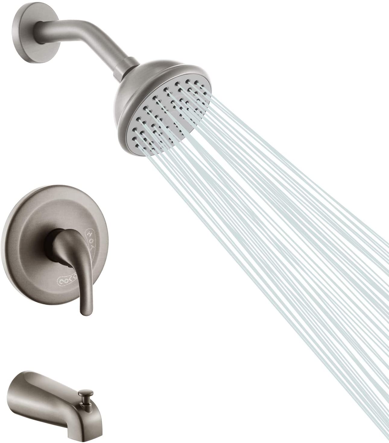 Chrome 6 Inch Shower Faucet wih Tub Spout Combo (Valve Included)