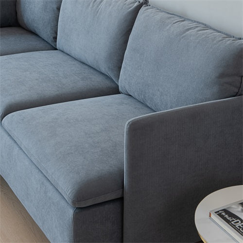 Modular L-shaped Corner sofa ,Left Hand Facing Sectional Couch, Grey Cotton Linen-90.9''