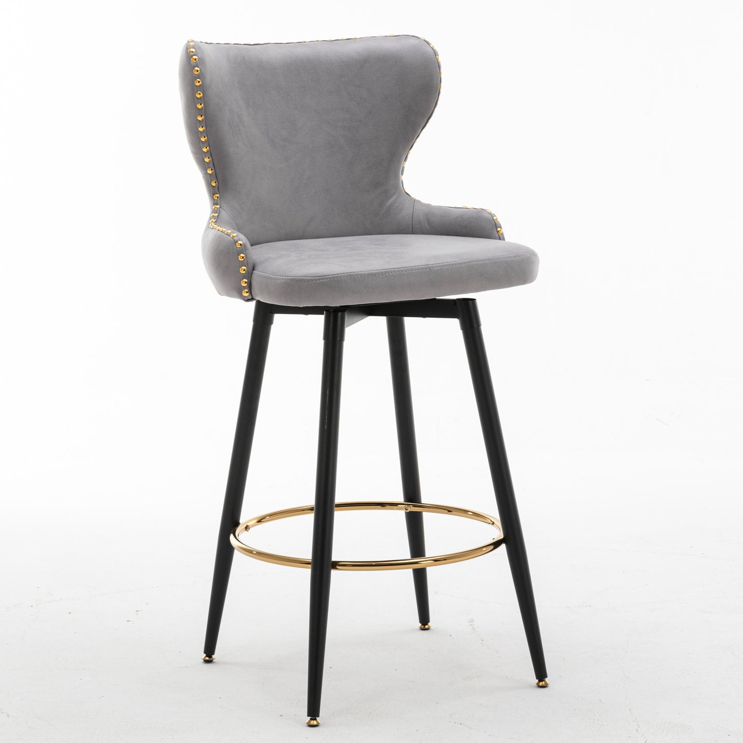 Modern Leathaire Fabric Swivel Bar Stool Chair, Set of 2