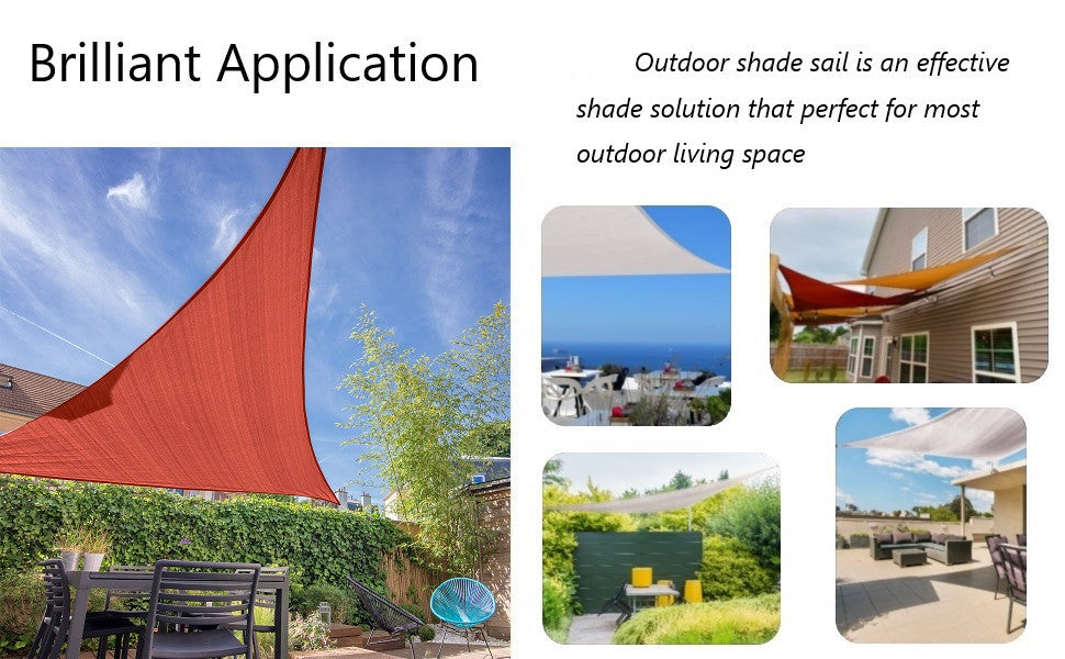 Sun Shade Sail Triangle UV Block Canopy  Patio Backyard Lawn Garden,12' x 12' x 17',Red