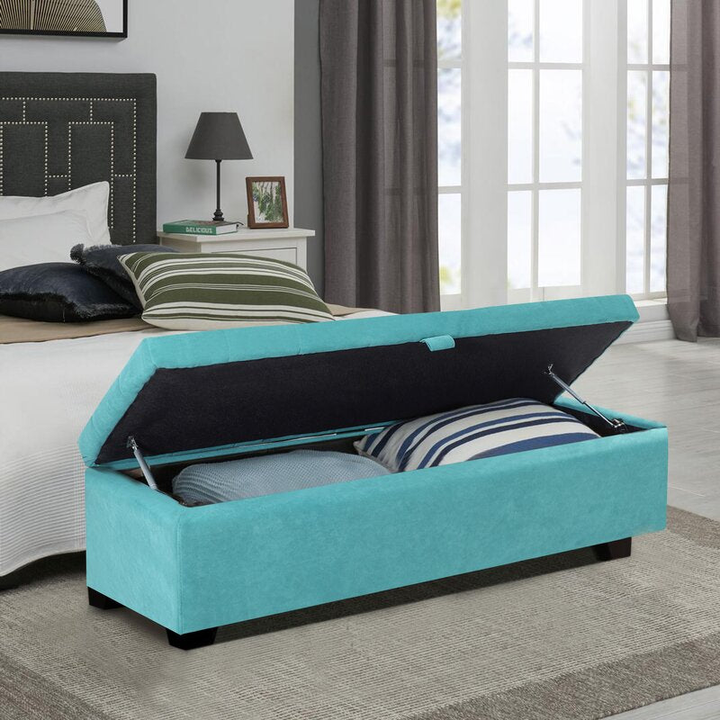 Wide Tufted Rectangle Ottoman with Compartment Space, 51.2''