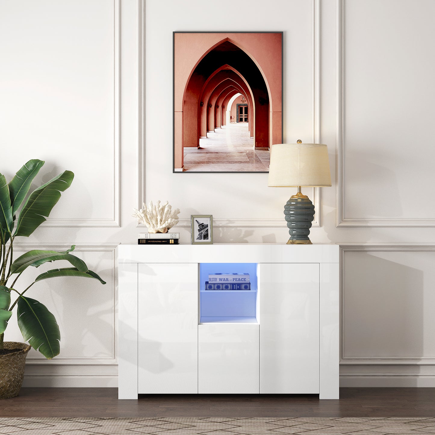 White High Gloss Dining Room Buffet Storage Cabinet Hallway  TV Stand Unit Display Cabine