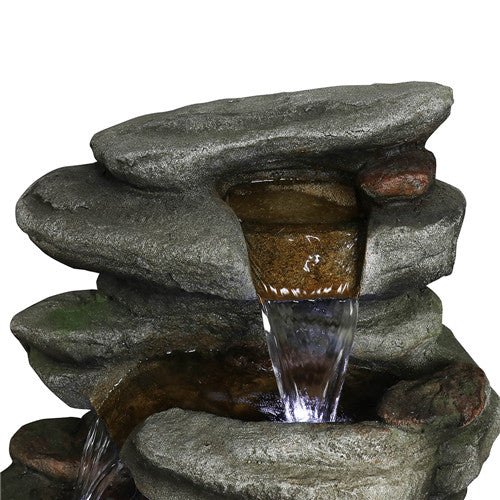Outdoor Water Fountain with Led Lights, 30.7inches