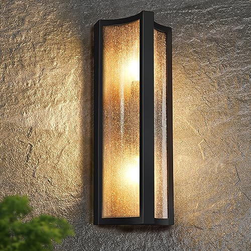 Waterproof Outdoor Wall Sconce Lights Fixture, Exterior Lanterns, for Entryway, House Front Door Patio Garage, E12 Base&Clear Seedy Glass.