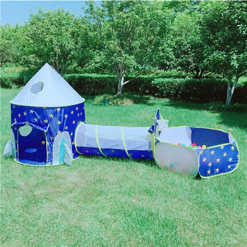 3 in 1 Rocket Ship Play Tent - Indoor/Outdoor Playhouse Set  Babies,Toddleers