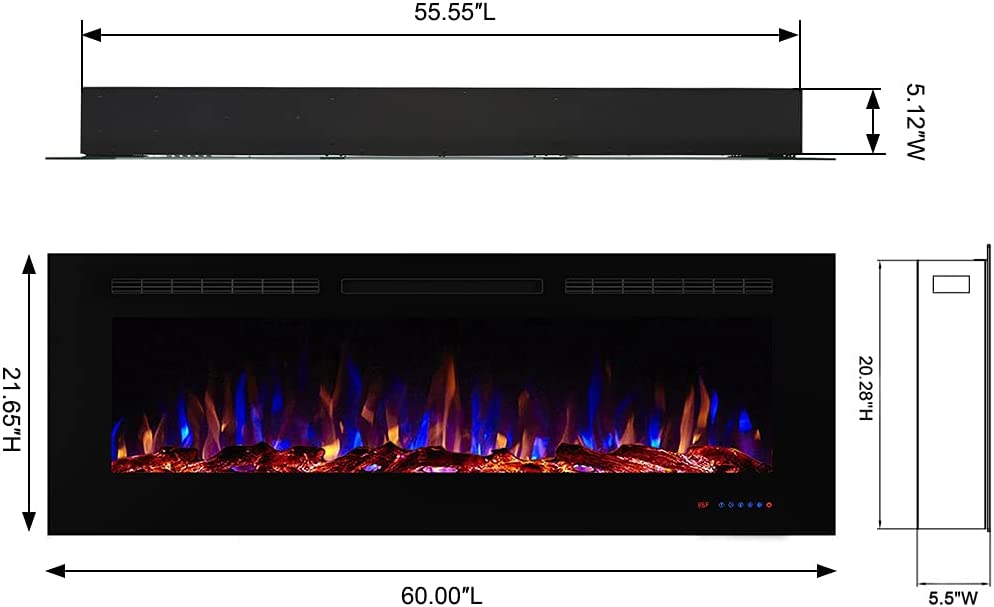 Recessed Electric Fireplace Black