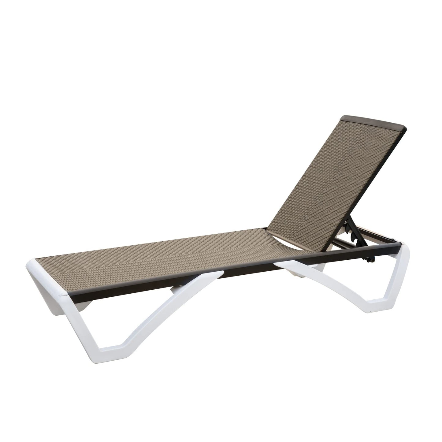 Patio Chaise Lounge Outdoor Aluminum Polypropylene Chair with Adjustable Backrest, Beach