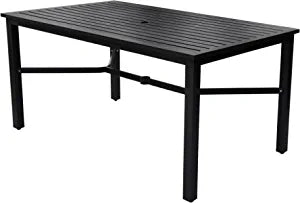 Rectangular Metal Outdoor Dining Table 6-Seats Aluminum Frame Rust Resistant  with Steel Slat Top