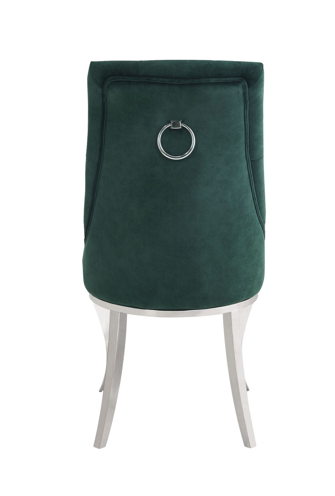 Dekel Side Chair (Set-2), Green Fabric & Stainless Steel