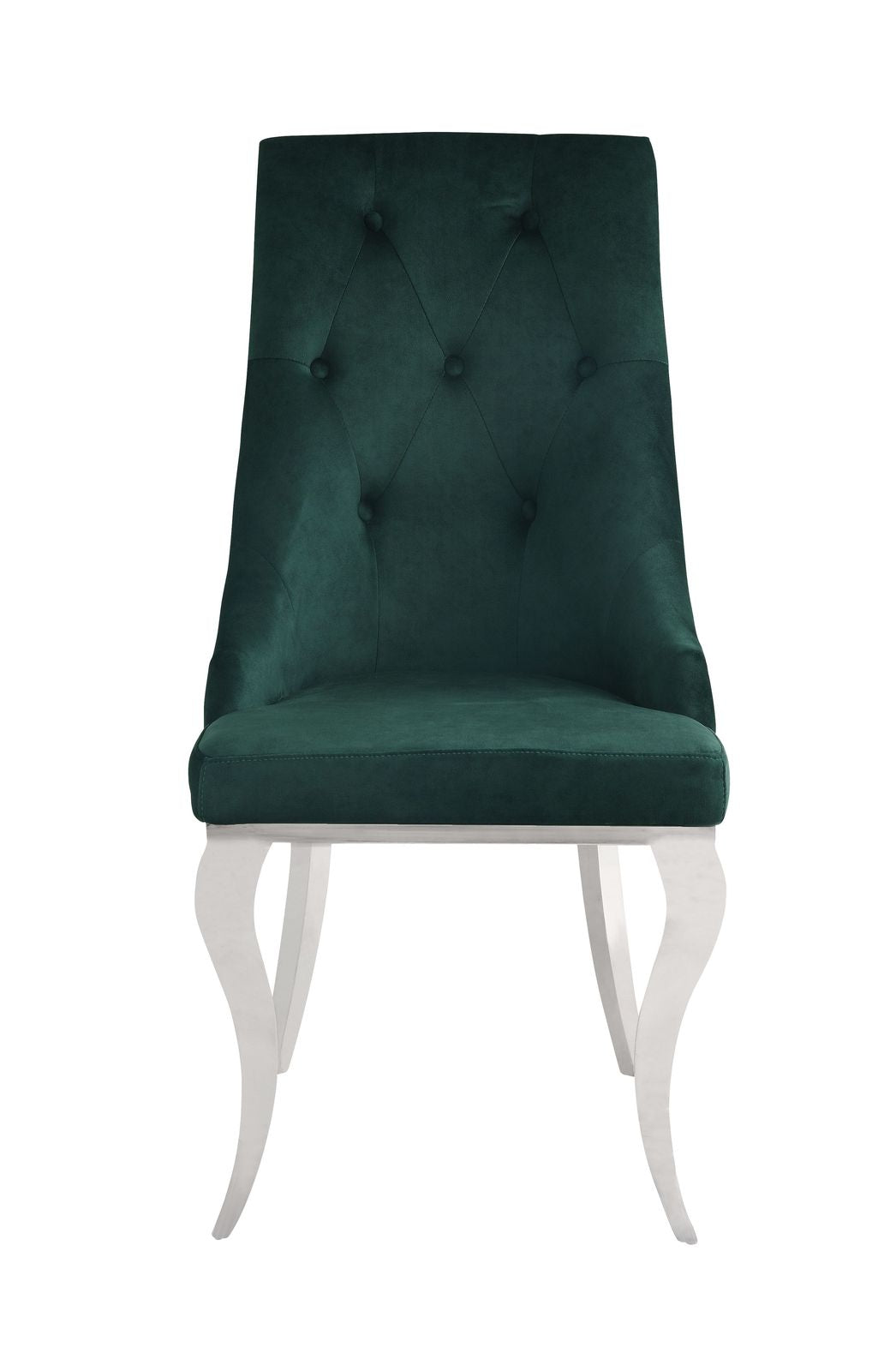 Dekel Side Chair (Set-2), Green Fabric & Stainless Steel