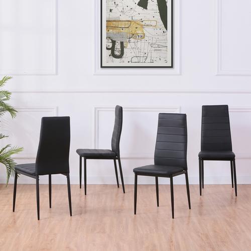 Leather Dining Chairs with Padded Seat Foot Cap Protection, Set of 4