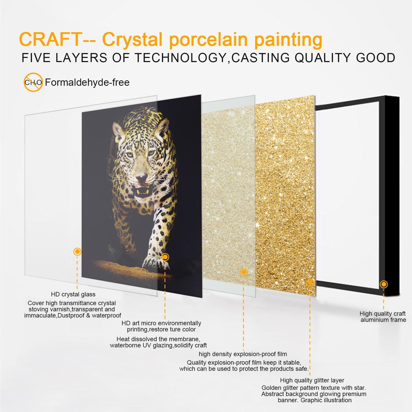 Modern 1PC Tiger Glass Wall Art