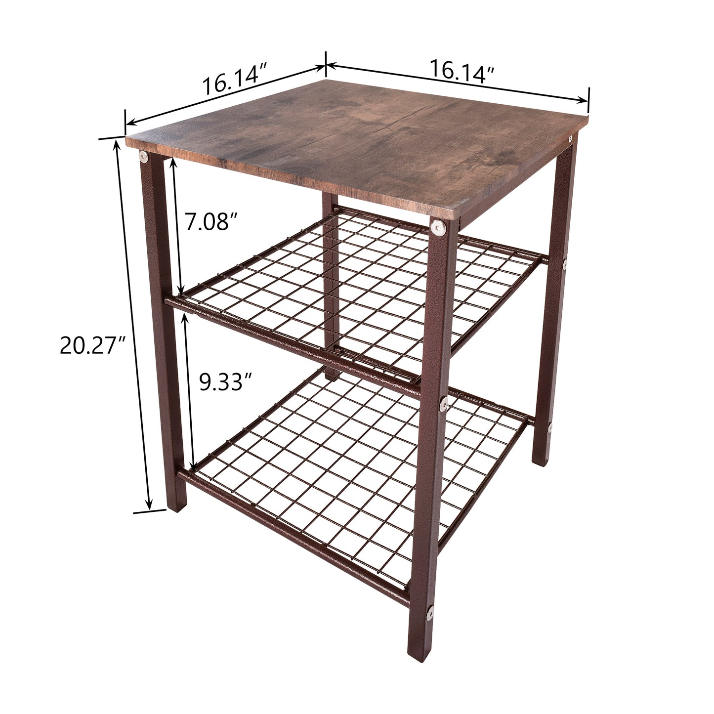 3 Tier End Table, Side Table Nightstand Storage Shelf  Bedroom