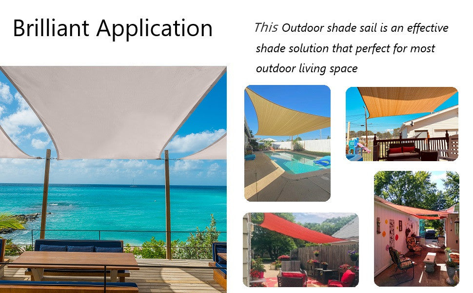 16' x 16' Square Sun Shade Sail UV Block Canopy  Outdoor,Sand