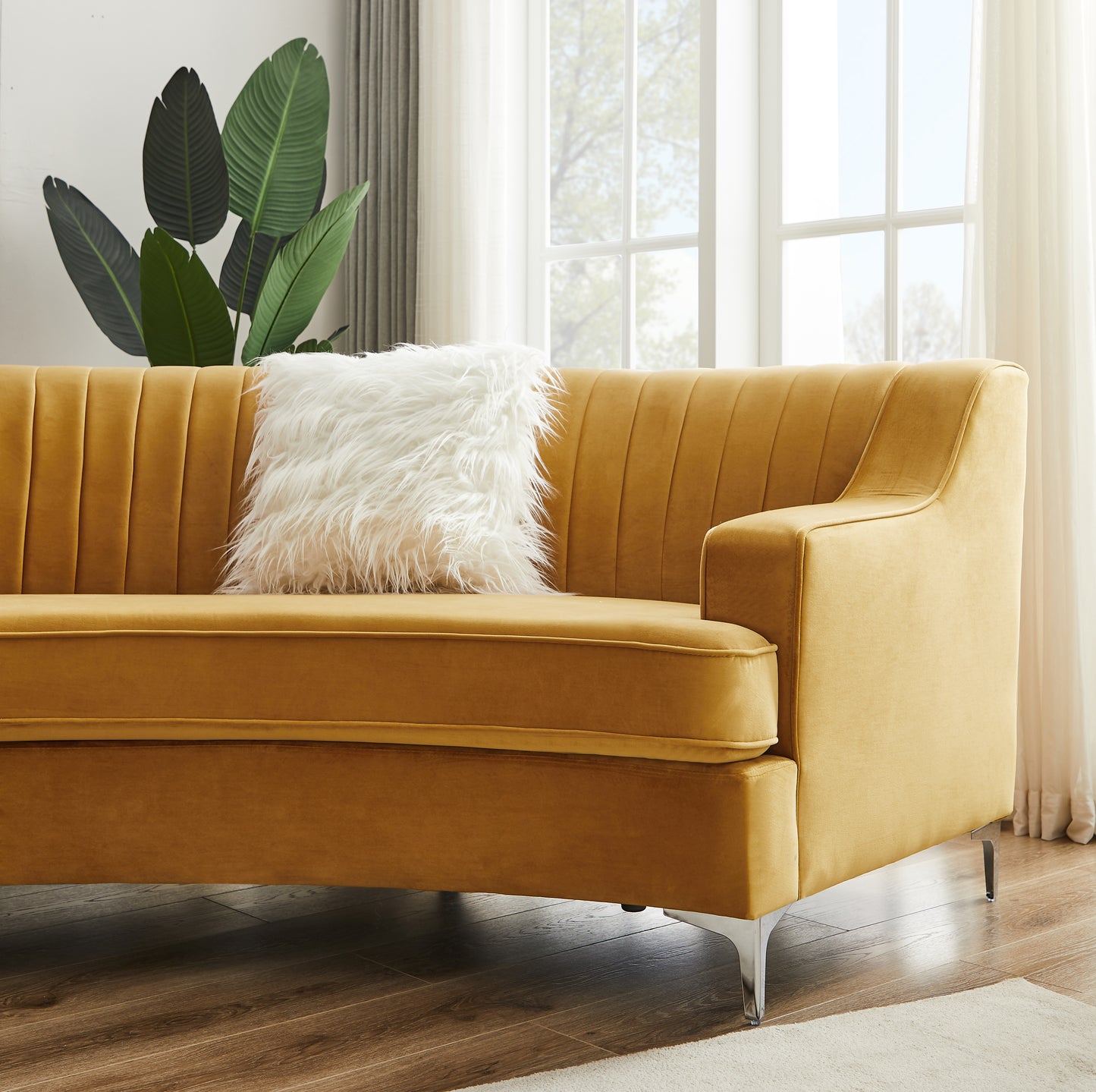 Velvet Curved Oversize Sofa