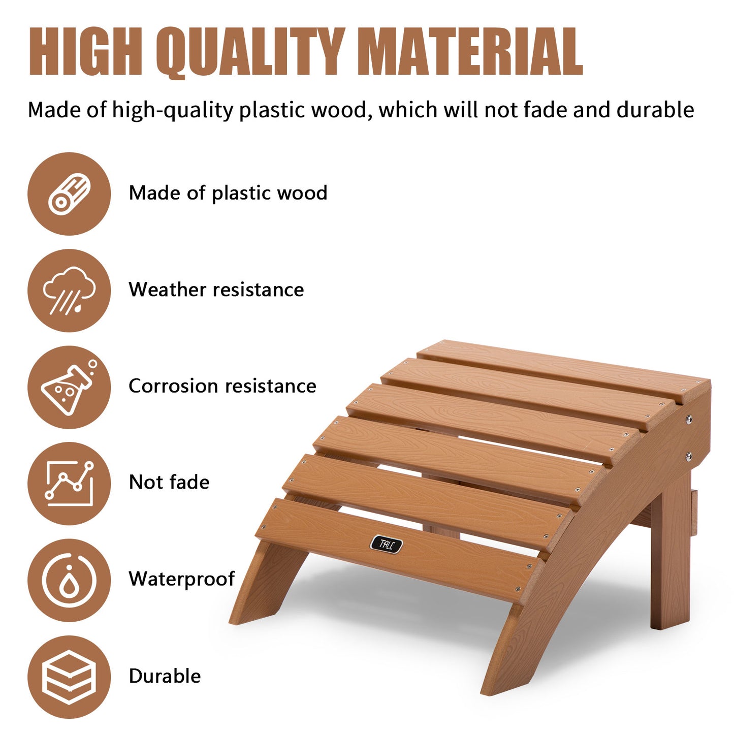 TALE Adirondack Ottoman Footstool All-Weather&Fade-Resistant Plastic Wood  Lawn Outdoor Garden