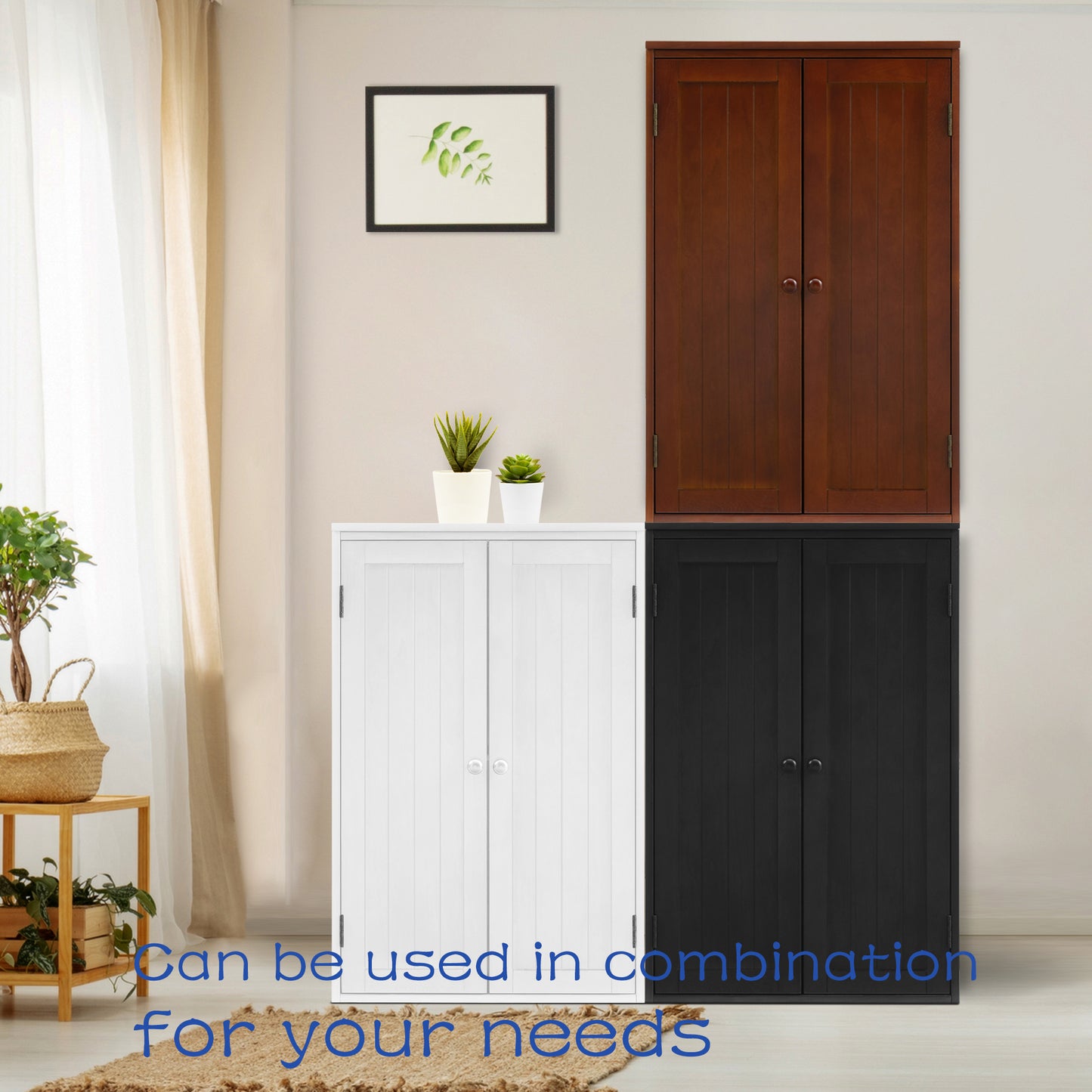 Wall Storage Cabinet with Double Doors and Adjustable Shelf