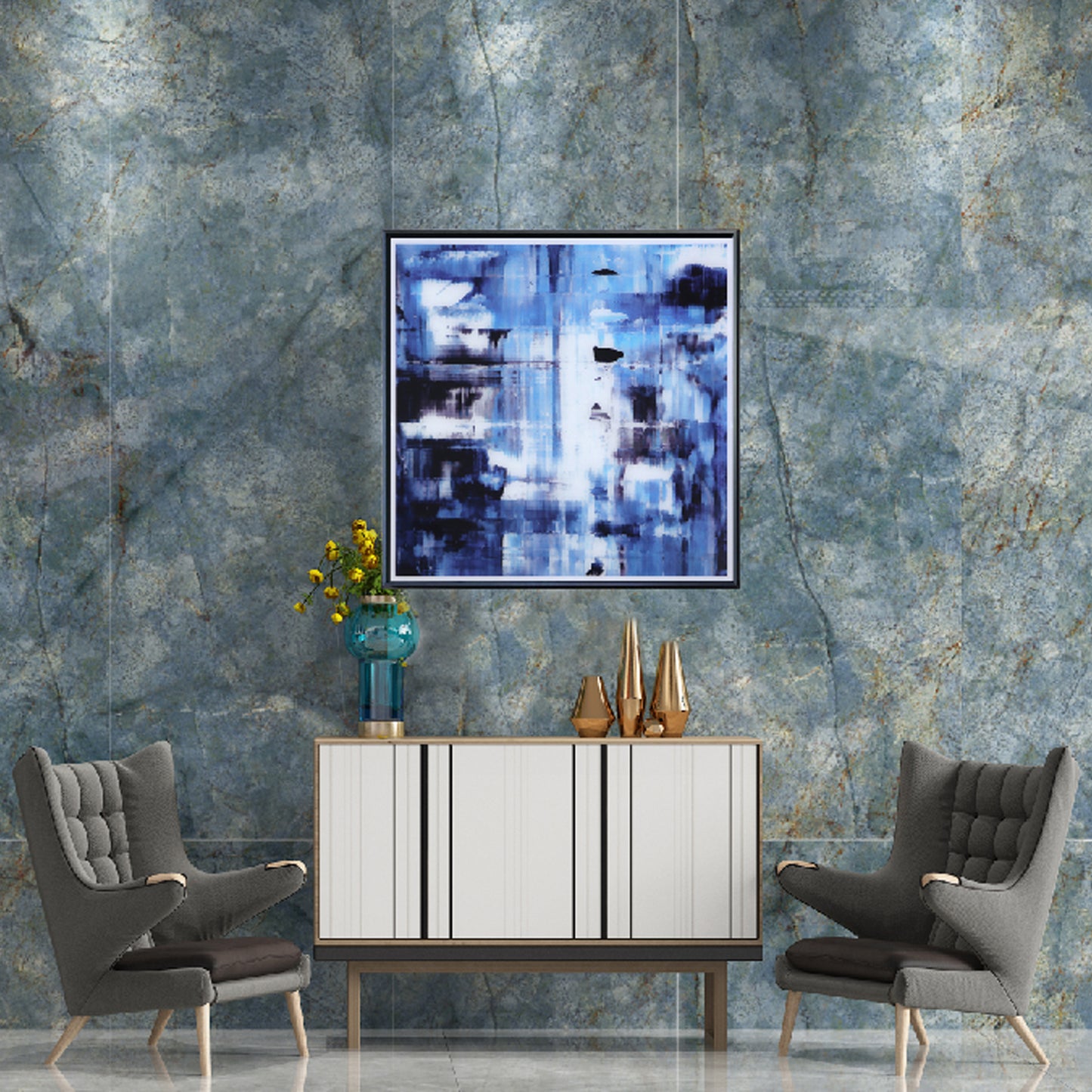 Blue Marble Abstract Glass Art