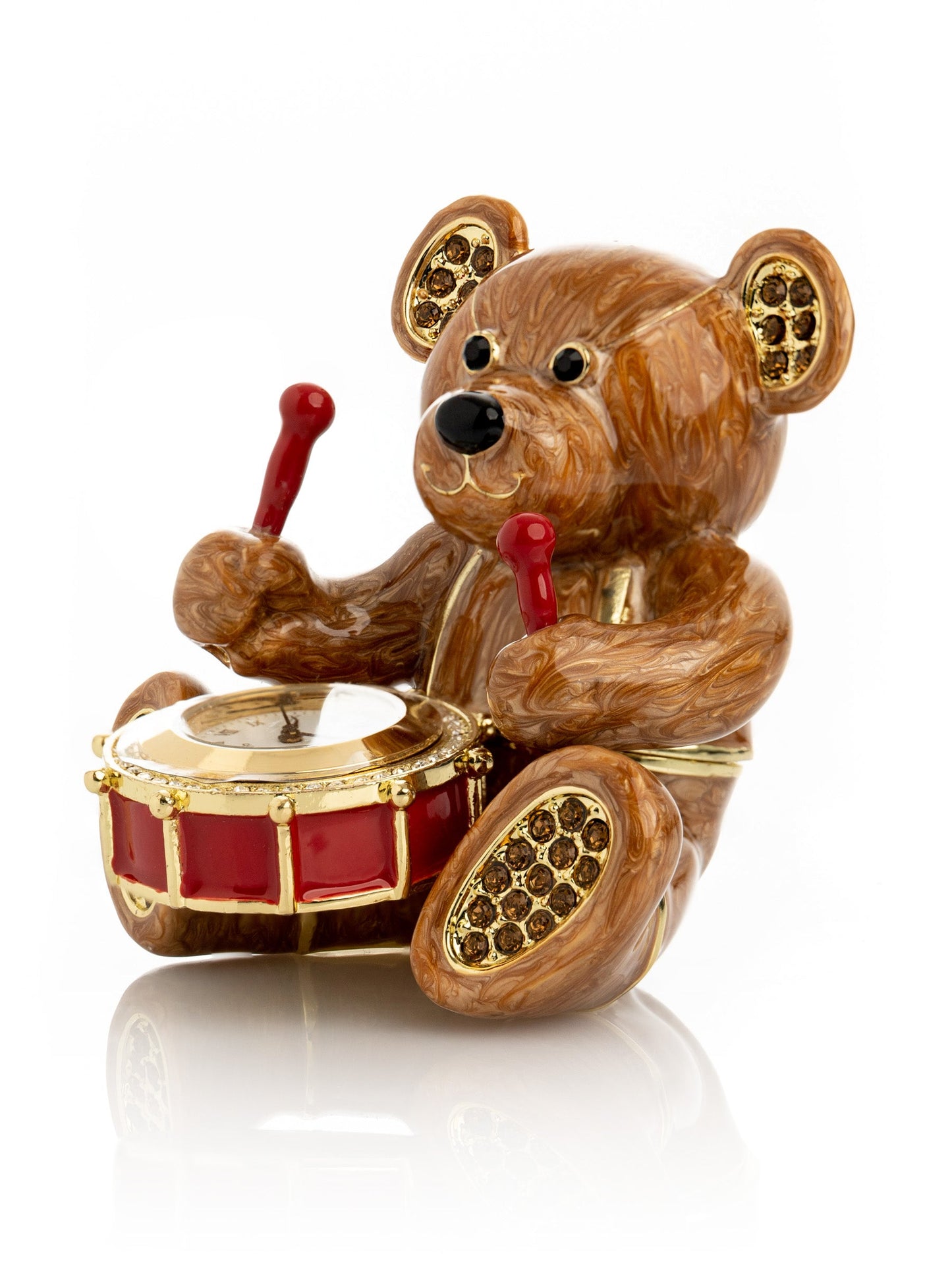 Brown Bear with Clock in a Drum