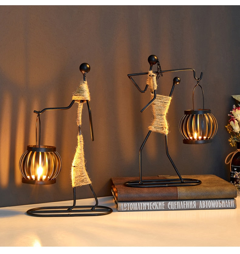 African metal candle holder centerpieces