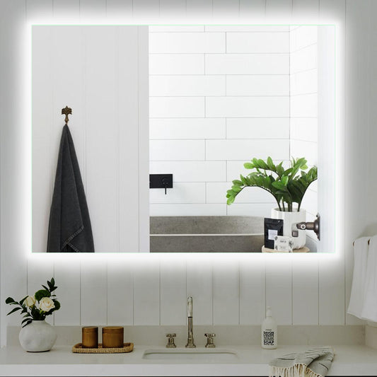Beveled Frameless Lighted Bathroom / Vanity Mirror / Size: 36" x 48"