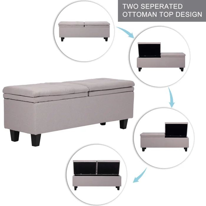 53'' Wide Tufted Rectangle Compartment Ottoman