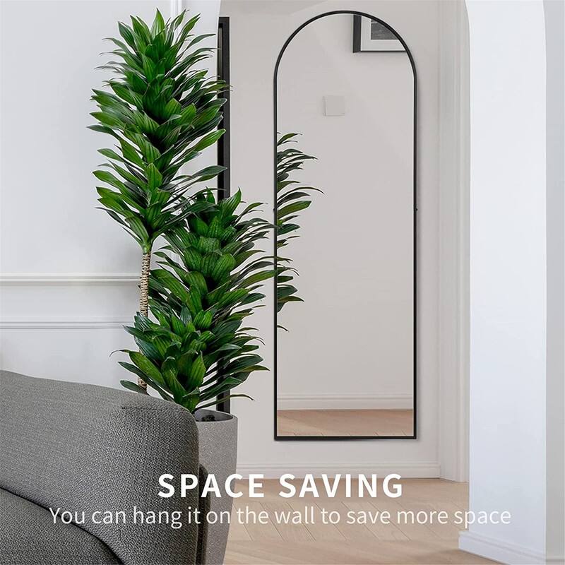 Wall-Mounted Full-Length Floor Mirror, Arched-Top with Stand
