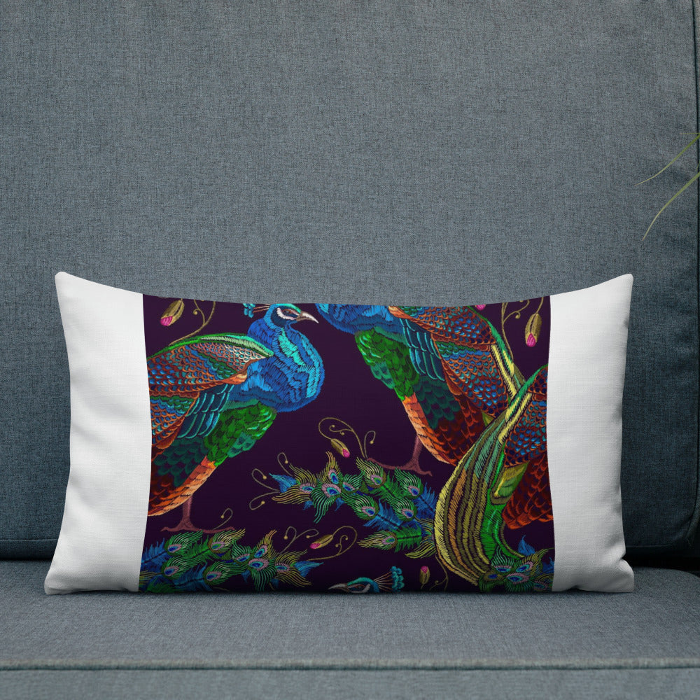 Tropical Peacock Print Pillow