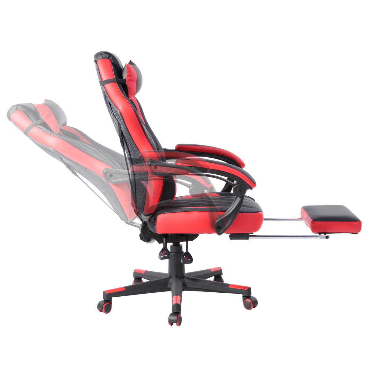Upholstery PU Foldable Armrest Gaming Chair With Padded Handles with Butterfly Seat, Burgendy Red