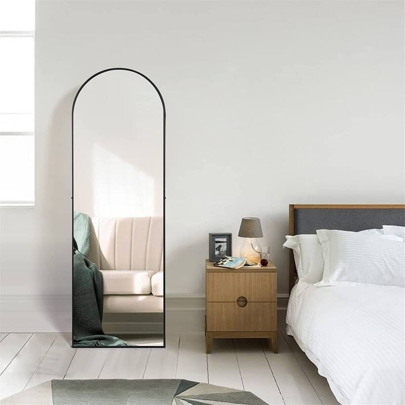 Wall-Mounted Full-Length Floor Mirror, Arched-Top with Stand